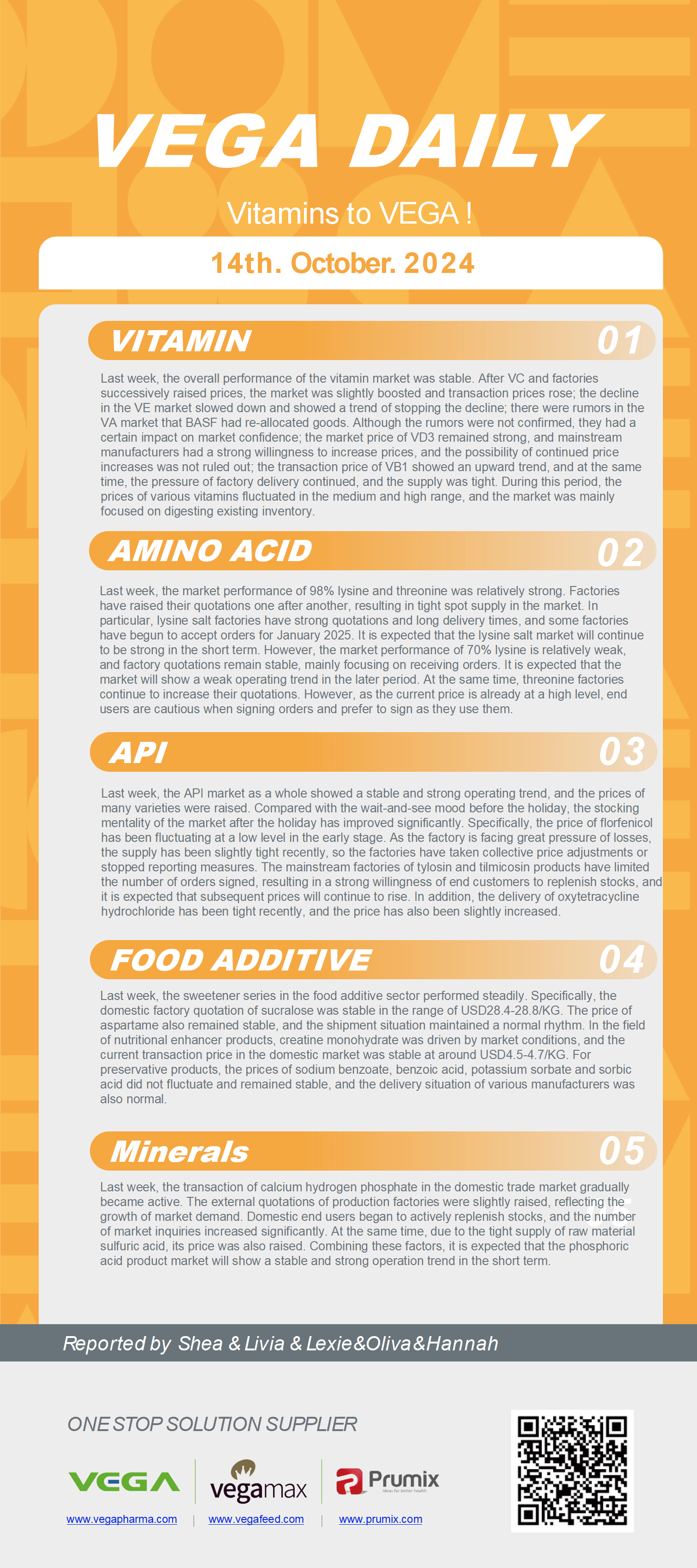 Vega Daily Dated on Oct 14th 2024 Vitamin Amino Acid APl Food Additives.png